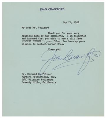 Lot #972 Joan Crawford Typed Letter Signed - Image 1