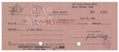 Lot #385 J. Paul Getty Twice-Signed Check - Image 1
