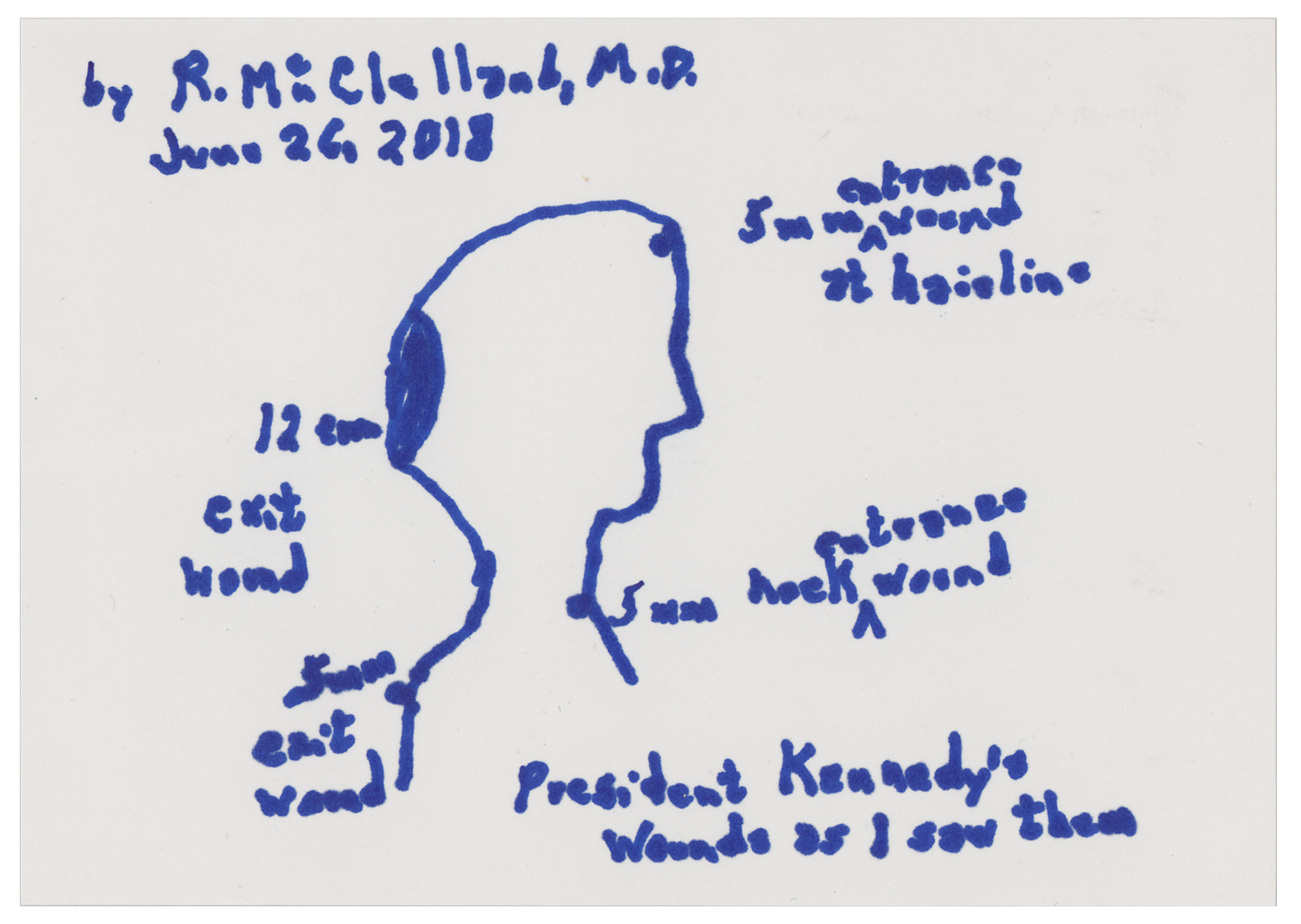 Lot #417 Kennedy Assassination: Dr. Robert McClelland Original Sketch