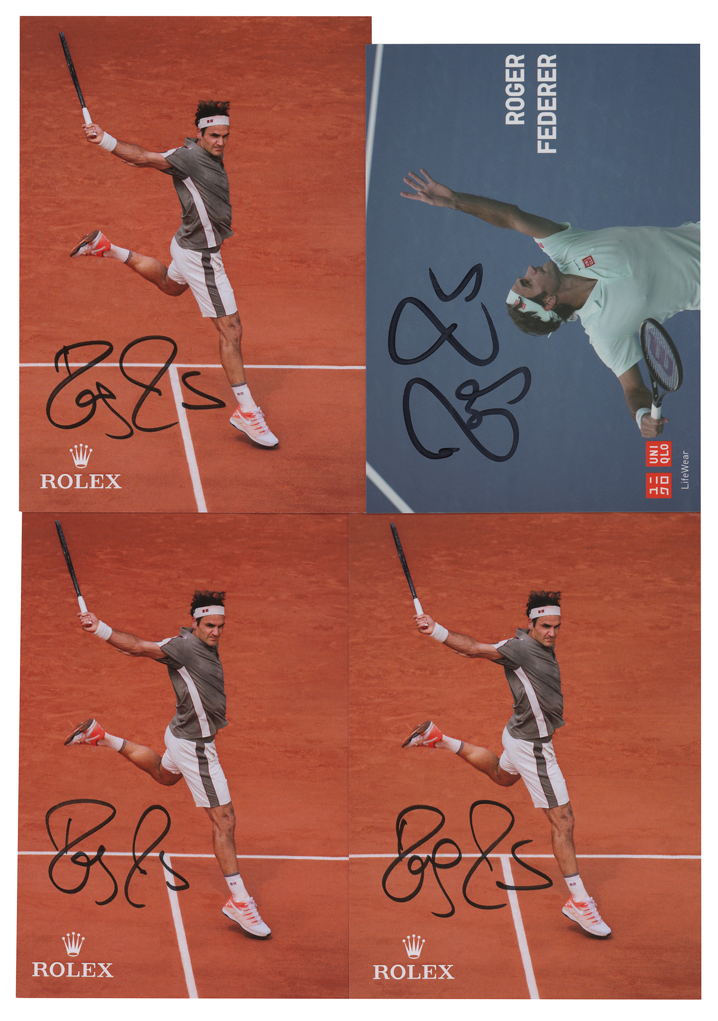 Lot #1075 Roger Federer (4) Signed Promo Cards