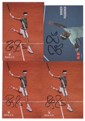 Lot #1075 Roger Federer (4) Signed Promo Cards