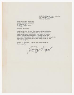 Lot #774 Jerry Siegel Typed Letter Signed