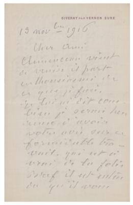 Lot #718 Claude Monet Autograph Letter Signed