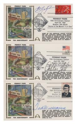 Lot #1067 Boston Red Sox (3) Signed Covers with Ted Williams, Yaz, and Fisk - Image 1