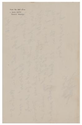 Lot #384 J. Paul Getty Twice-Signed Handwritten Wager - Image 2