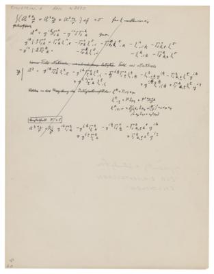 Lot #301 Albert Einstein Handwritten Scientific Manuscript