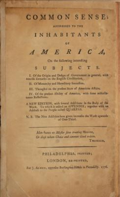 Lot #311 Thomas Paine: 1776 London Edition of Common Sense