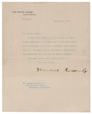 Lot #47 Theodore Roosevelt Typed Letter Signed as President on Teddy Bear