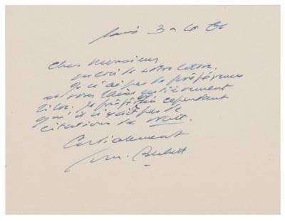 Lot #797 Samuel Beckett Autograph Letter Signed - Image 1