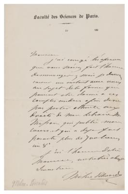 Lot #443 Henri Milne-Edwards Autograph Letter Signed - Image 1