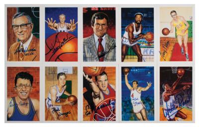 Lot #1064 Basketball Hall of Fame (22) Signed Center Court Art Cards - Image 1