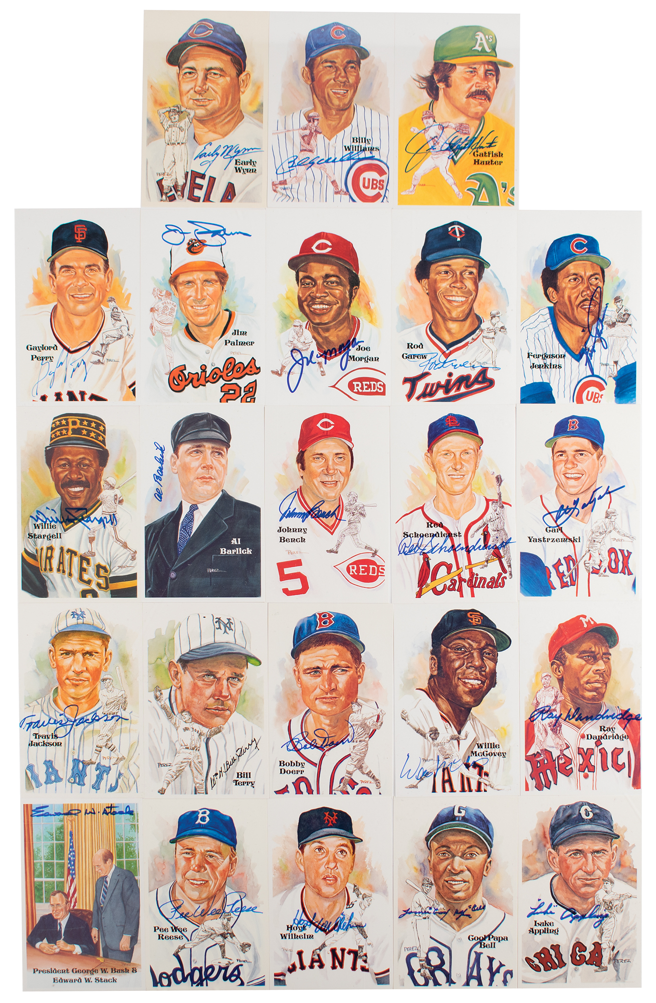 Lot #1049 Baseball Hall of Fame (23) Signed Perez-Steele Cards
