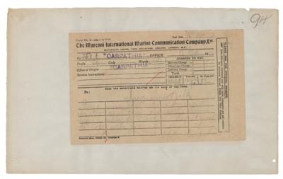 Lot #322 Titanic: Harold Cottam and Algernon Barkworth (2) Marconigrams
