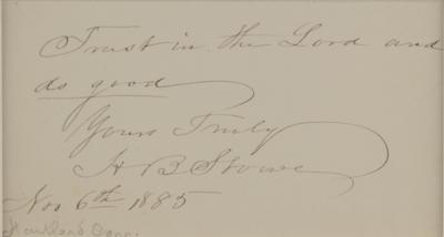Lot #827 Harriet Beecher Stowe Autograph Quotation Signed - Image 2