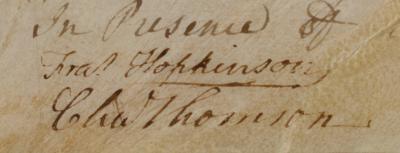 Lot #245 Benjamin Franklin: Francis Hopkinson and Charles Thomson Document Signed - Image 4