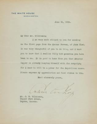 Lot #110 Calvin Coolidge Typed Letter Signed as