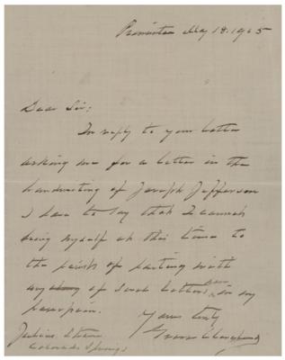 Lot #101 Grover Cleveland Autograph Letter Signed