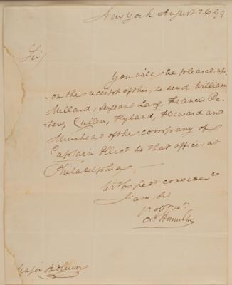 Lot #284 Alexander Hamilton Letter Signed