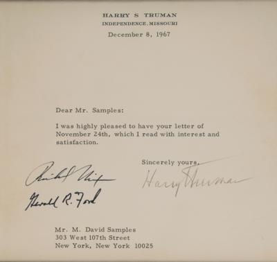 Lot #225 Harry S. Truman, Richard Nixon, and Gerald Ford Typed Letter Signed - Image 1