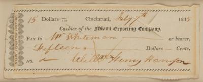Lot #24 William Henry Harrison Signed Check