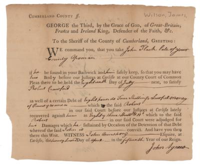 Lot #497 James Wilson Document Signed - Image 2