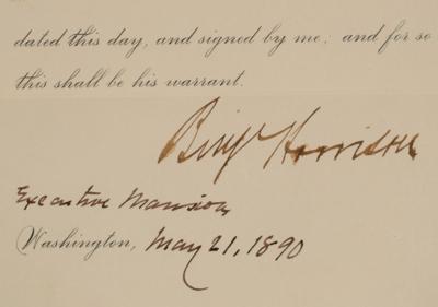 Lot #143 Benjamin Harrison Document Signed as President - Image 3