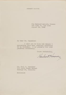 Lot #156 Herbert Hoover Signed Photograph and Typed Letter Signed - Image 1