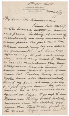 Lot #144 Benjamin Harrison Autograph Letter Signed