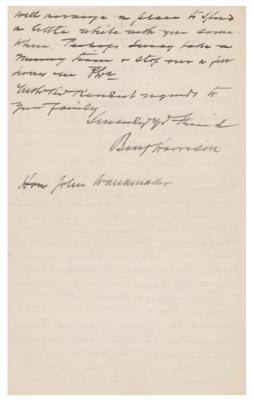Lot #144 Benjamin Harrison Autograph Letter Signed - Image 2