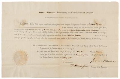Lot #179 James Monroe Document Signed as President
