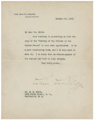 Lot #113 Calvin Coolidge Typed Letter Signed as