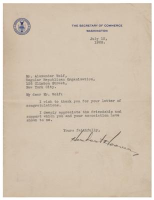 Lot #157 Herbert Hoover Typed Letter Signed - Image 1