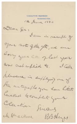 Lot #147 Rutherford B. Hayes Autograph Letter Signed as President - Image 1
