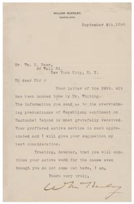 Lot #176 William McKinley Typed Letter Signed - Image 1