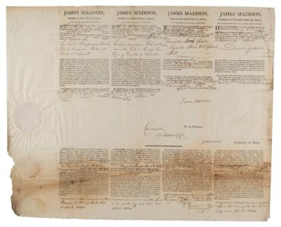 Lot #11 James Madison and James Monroe Document Signed as President and Secretary of State - Image 1