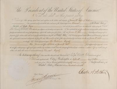Lot #83 Chester A. Arthur Document Signed as President