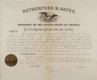 Lot #149 Rutherford B. Hayes Document Signed as President - Image 1