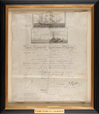 Lot #28 John Tyler and John C. Calhoun Document Signed as President and Secretary of State - Image 1