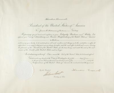 Lot #49 Theodore Roosevelt Document Signed as President - Image 2