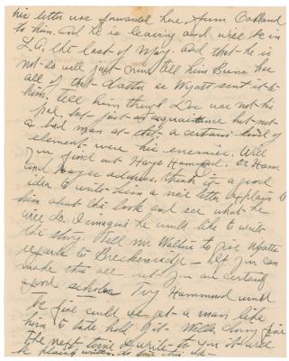 Lot #329 Wyatt Earp-dictated Letter Penned by His Wife, Josie - Image 2
