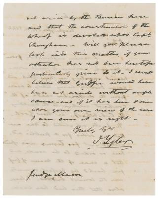 Lot #25 John Tyler Autograph Letter Signed as President - Image 2