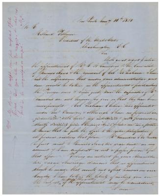 Lot #127 Millard Fillmore Autograph Endorsement Signed as President - Image 1