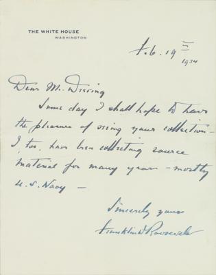 Lot #56 Franklin D. Roosevelt Autograph Letter Signed as President - Image 1