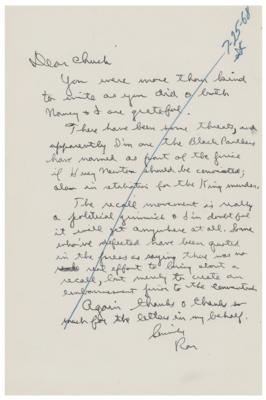 Lot #74 Ronald Reagan Autograph Letter Signed - Image 1
