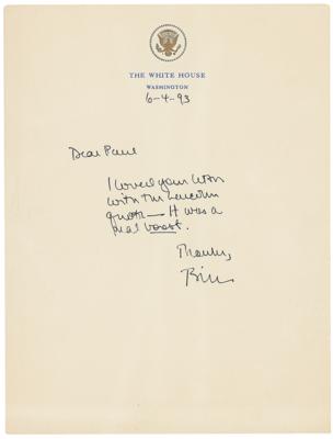 Lot #76 Bill Clinton Autograph Letter Signed as President - Image 1