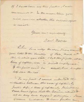 Lot #491 Daniel Webster Autograph Letter Signed - Image 2