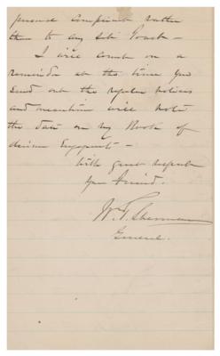 Lot #607 William T. Sherman Autograph Letter