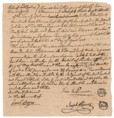 Lot #250 Joseph Hewes Document Signed - Image 1