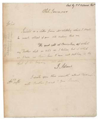 Lot #3 John Adams Autograph Letter Signed as President