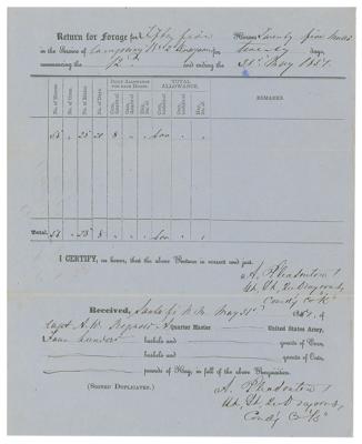 Lot #598 Alfred Pleasonton Document Signed
